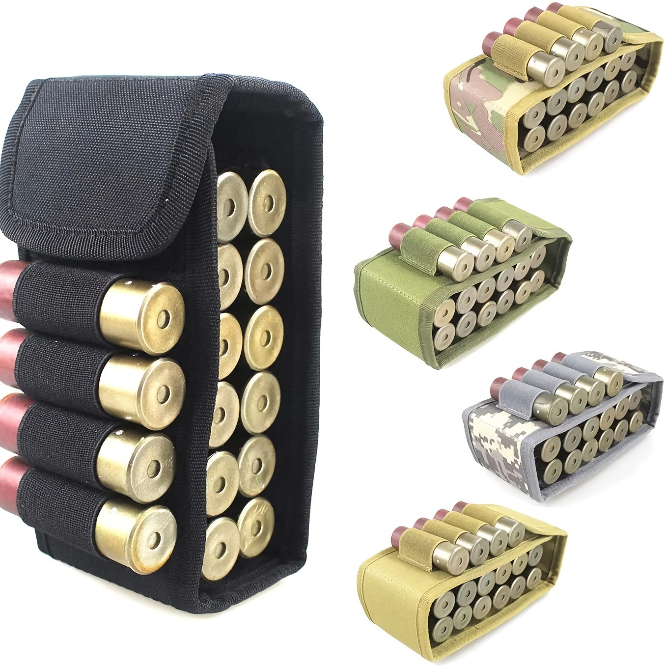 12GA Outdoor Ammo Bag Molle Attachment 16 Shells Button Holder