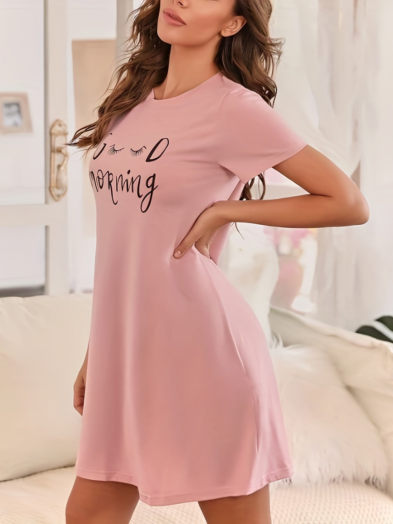 Soft & Comfy Short Sleeve Lounge Dress Women's Loungewear