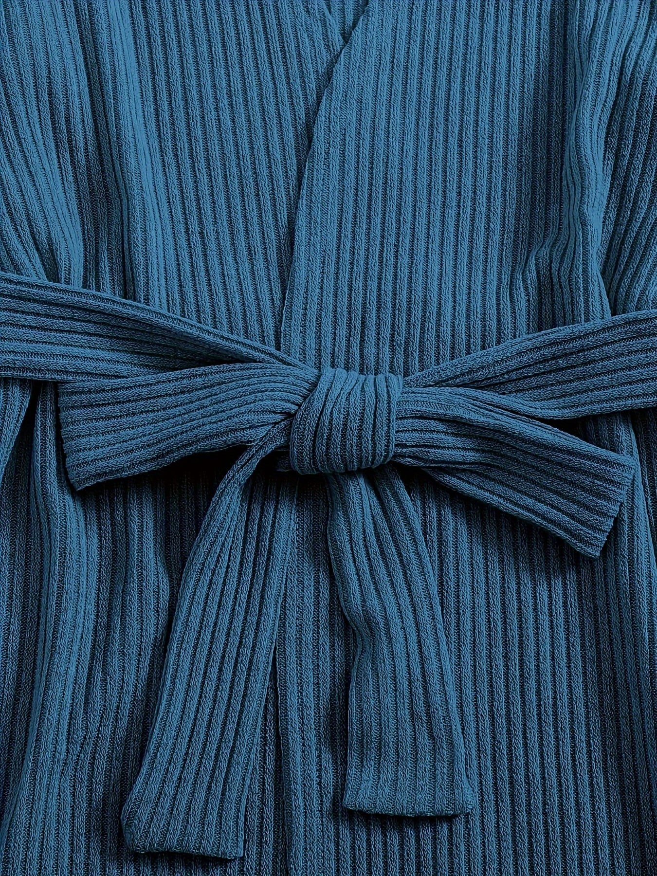 Ribbed Pajama Set Long Sleeve Robe & Cami Top & Shorts