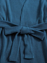Ribbed Pajama Set Long Sleeve Robe & Cami Top & Shorts