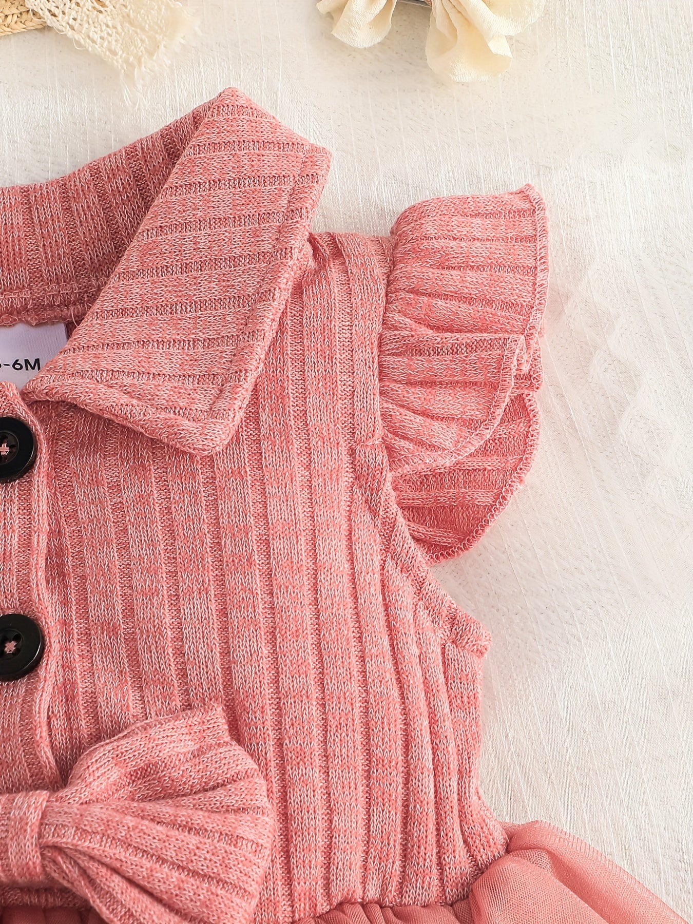 Baby Girls Casual Mesh Stitching Bow Decor Dress For Summer Holiday