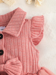Baby Girls Casual Mesh Stitching Bow Decor Dress For Summer Holiday