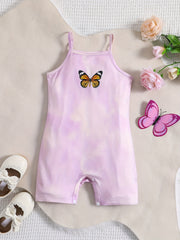 Baby Girl's Butterfly Graphic Summer Cami Rompers
