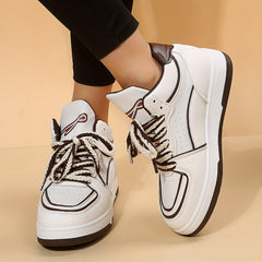 Women's Platform Skate Shoes Mid Top Lace Up Sneakers