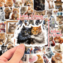 50pcs Funny Cat Head Stickers Laptop Helmet Water Cup Decorative Stickers