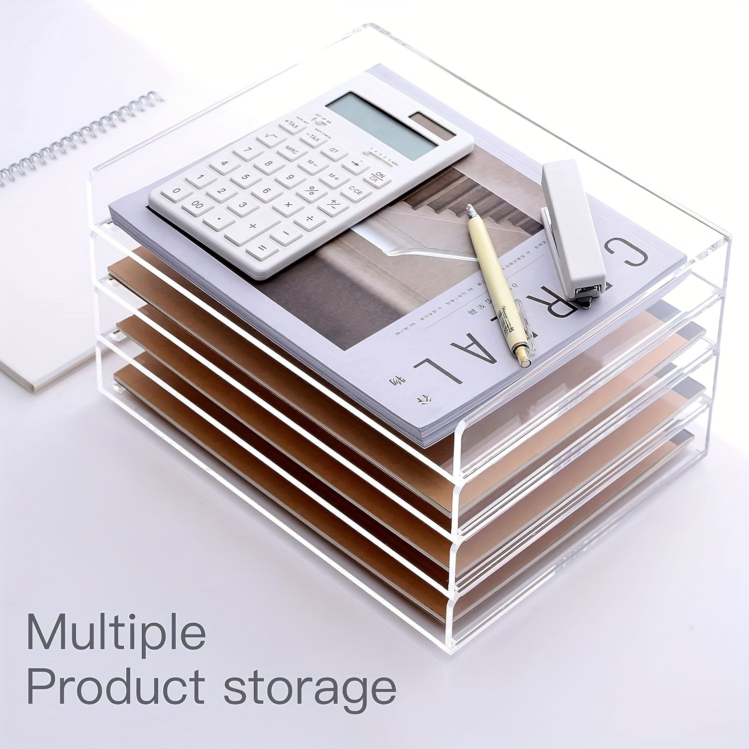 Clear Acrylic Desk Organizer 2 Tier Paper Tray Stackable File Holder