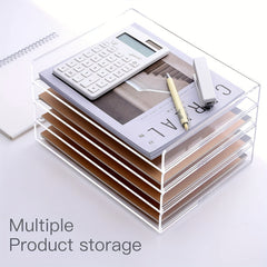 Clear Acrylic Desk Organizer 2 Tier Paper Tray Stackable File Holder