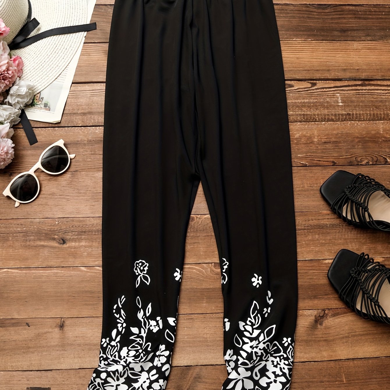 Floral Print Skinny Leggings Casual Stretchy Leggings