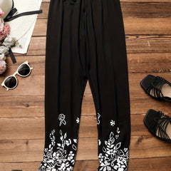 Floral Print Skinny Leggings Casual Stretchy Leggings