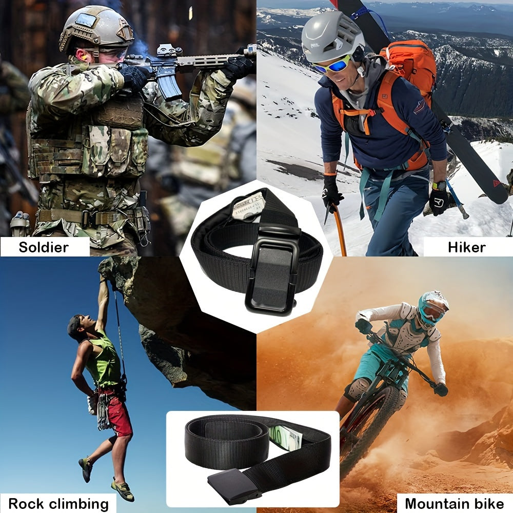 Men's Buckle Belt with Hidden Pocket Training Pants