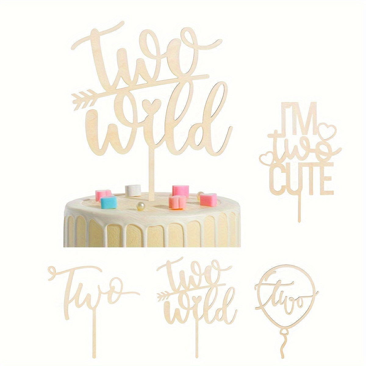 Wooden Birthday Party Two I M Two Cake Insert