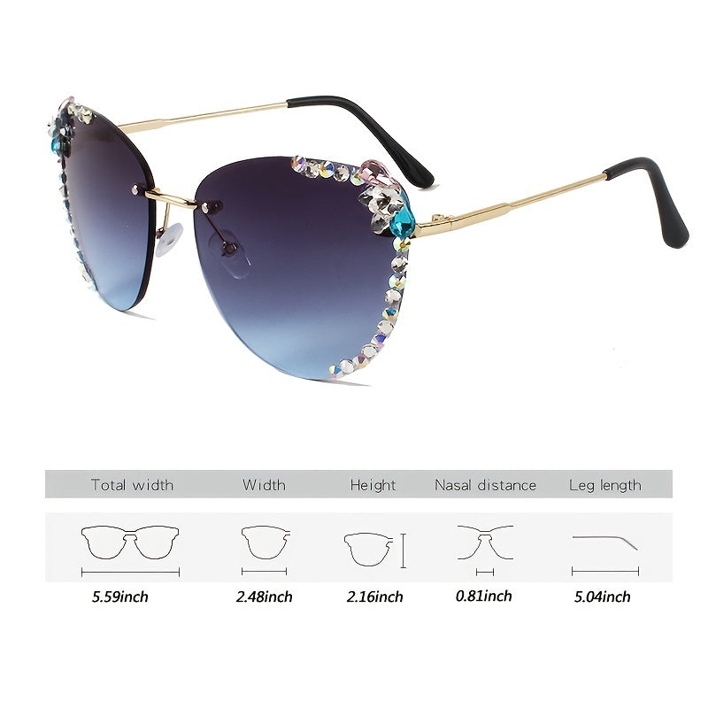 Y2K Vintage Rhinestone Cat Eye Sunglasses