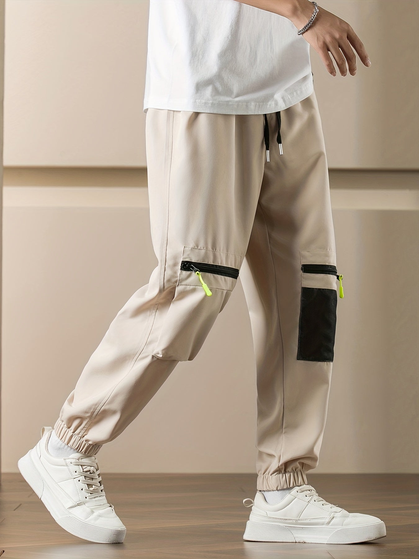 Men's Drawstring Cargo Pants Loose Casual Outdoor Hip Hop Pants