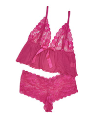 Floral Jacquard Lace Top & Panties Lingerie Set