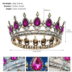 Baroque Crystal Rhinestone Crown Queen Tiara Vintage Wedding Hair Accessor