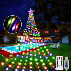 Pentagram Christmas Light USB Waterfall Tree Light