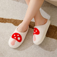 Women's Mushroom Pattern Slippers Plush Lined Shoes