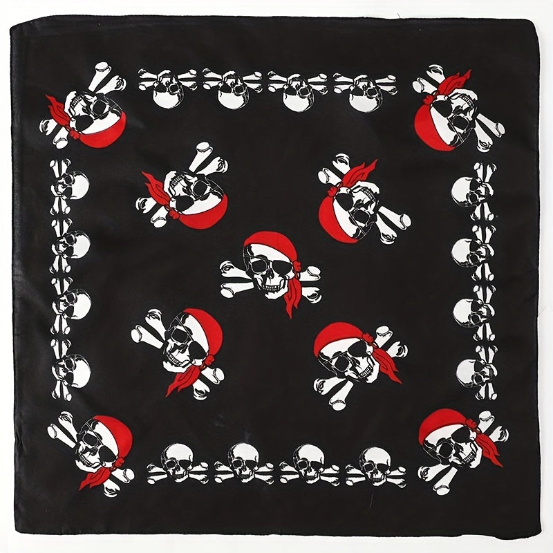 Men's Skull Print Square Scarf