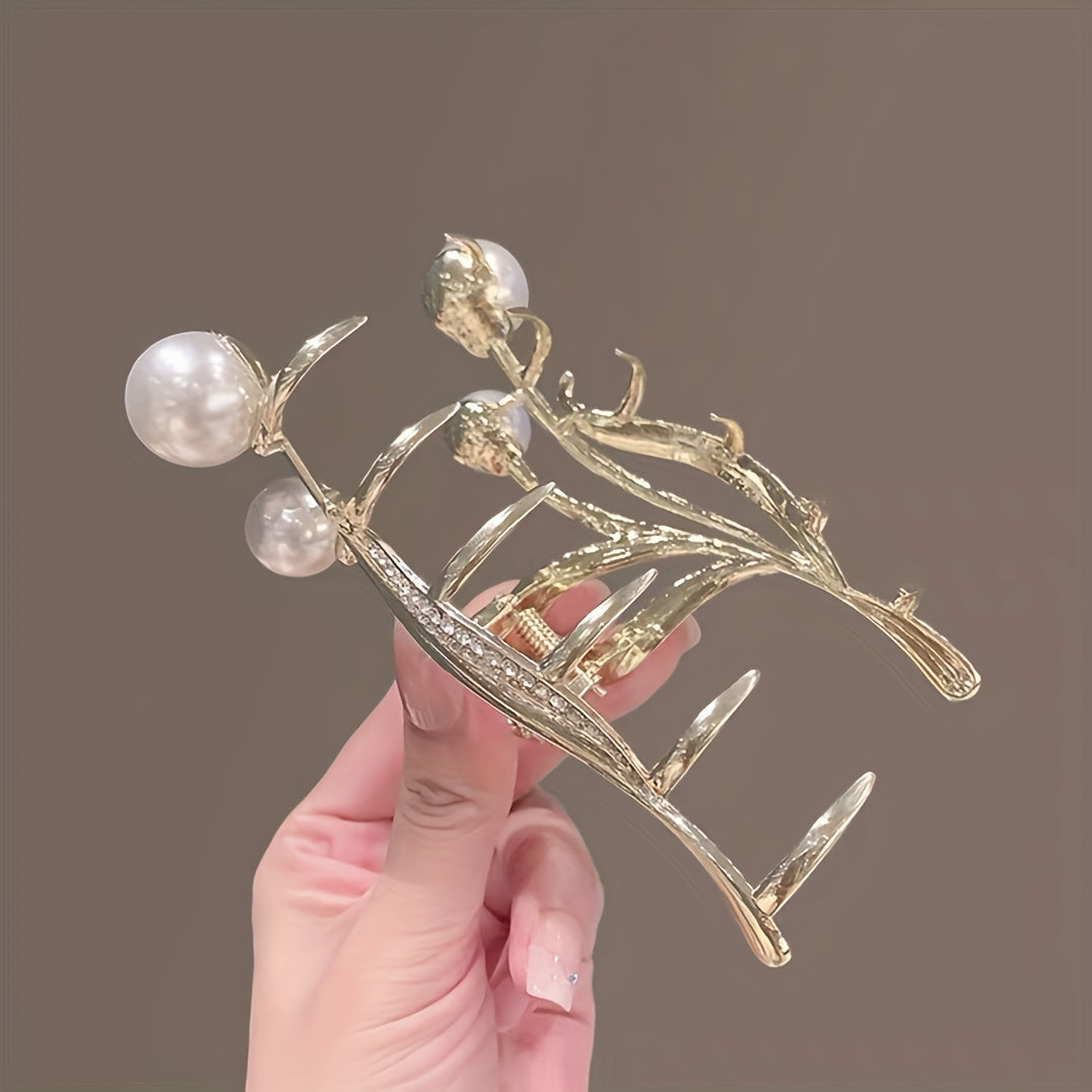 Rhinestones Faux Pearl Hair Clip Claw Headwear Hair Accessories