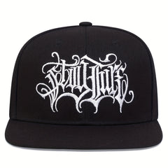 Men's Embroidered Flat Brim Hat for Outdoor Sports