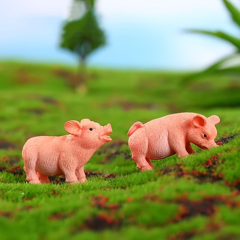 3pcs Mini Piggy Ornament Resin Crafts Yard & Garden Decor
