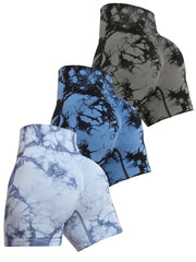 Tie Dye Skinny Shorts High Waist Sporty Summer Women's Clothing