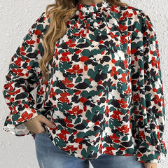 Floral Print Lantern Sleeve Blouse