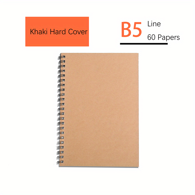 4 Packs 60 Papers 120Pages B5 Khaki Hard Cover Notebook