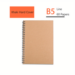 4 Packs 60 Papers 120Pages B5 Khaki Hard Cover Notebook