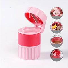 1pc Medicine Cutter Grinder Cup Storage Box 4 Functions Portable