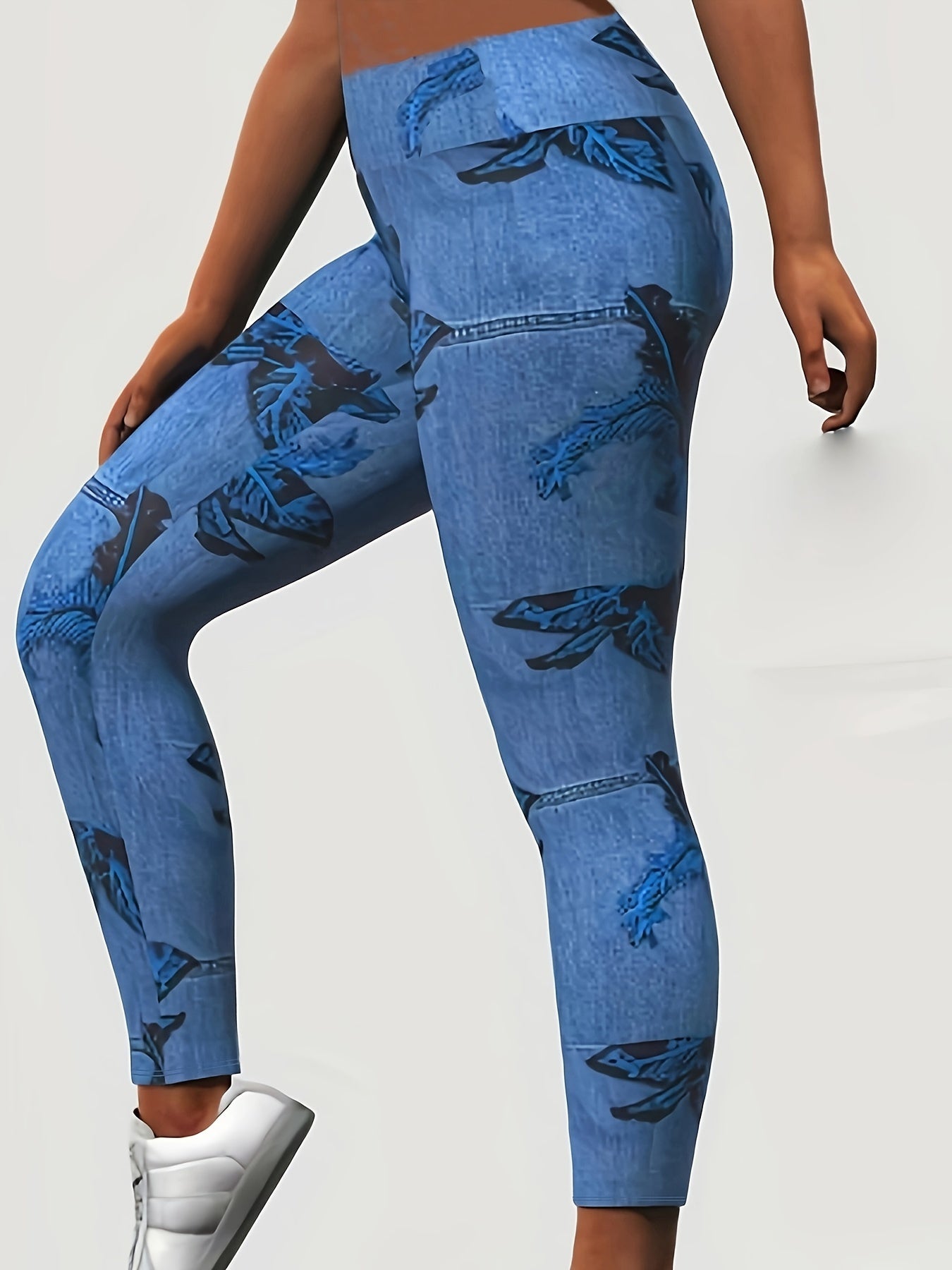 Leaf Print High Rise Skinny Leggings