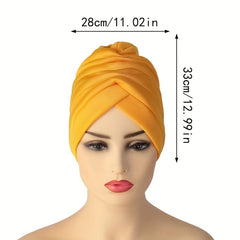 Ruched Turban Cap Elastic Head Wrap Ramadan Head Scarf Chemo Cap Women