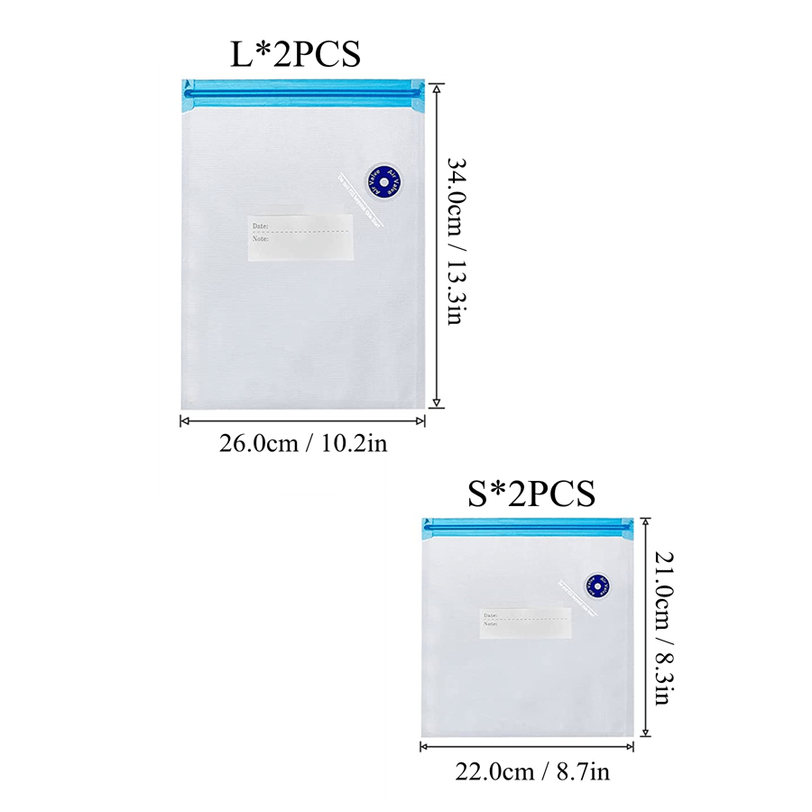 2pcs Reusable Sous Vide Bags, Vacuum Sealer Zipper Bags