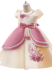 Girls Princess Dress Embroidered Flower Lace Dress Performance Dress