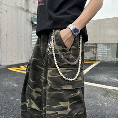 Skull Head Double Layered Pants Chain American High Street Style