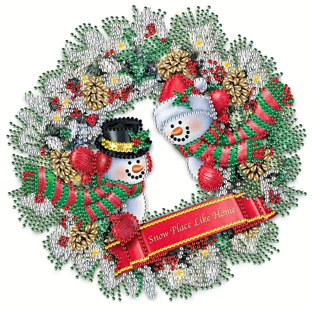 Christmas Snowman Wreath Diamond Painting Kit 5D DIY Special Shape