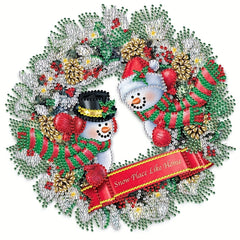 Christmas Snowman Wreath Diamond Painting Kit 5D DIY Special Shape