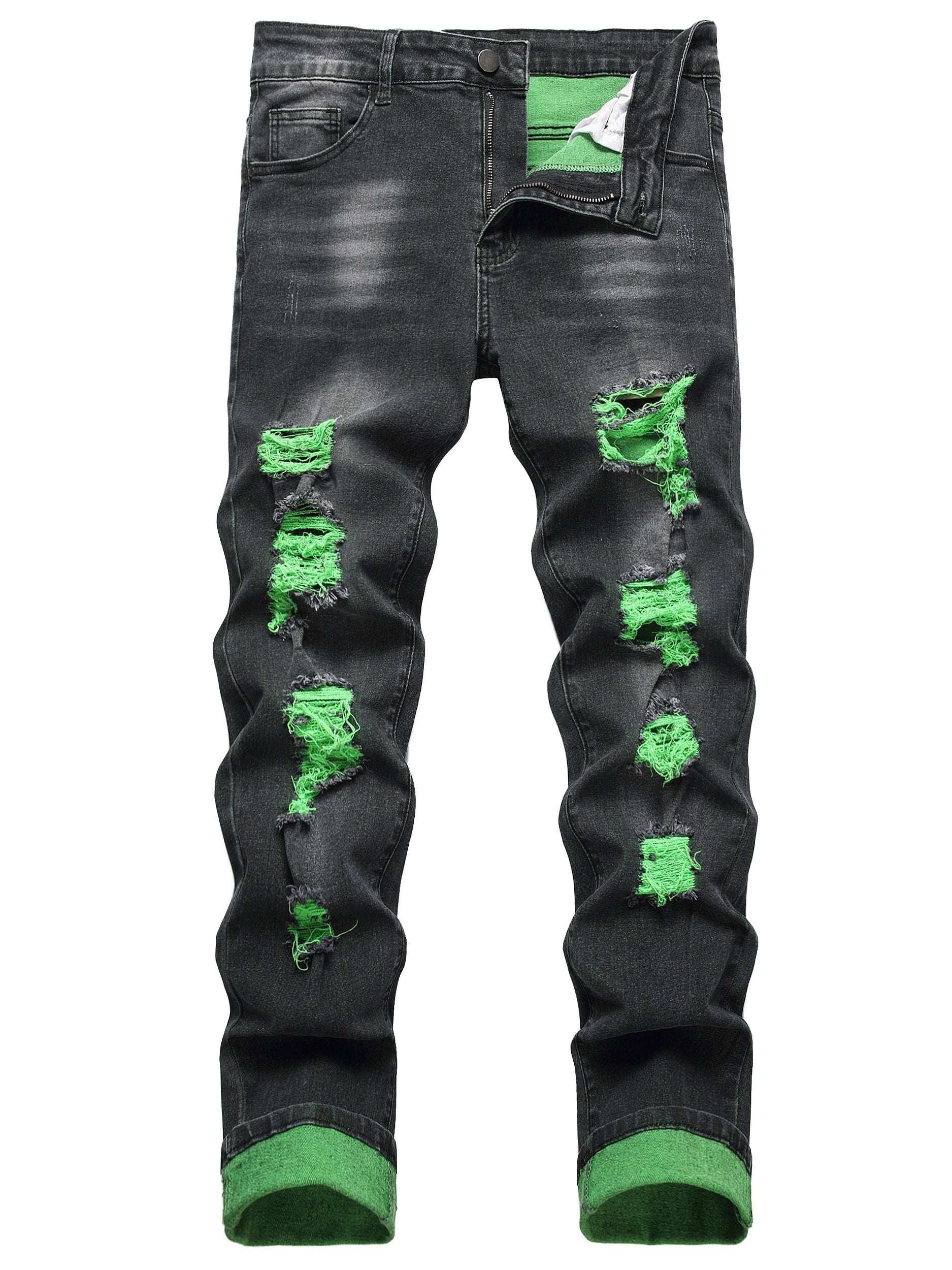 Mens Ripped Stretch Slim Denim Pants