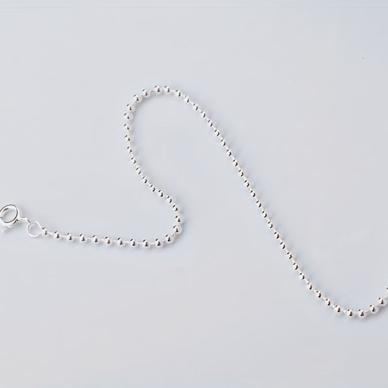 S925 Sterling Silver Small Round Bead Chain Bracelet & Beaded Bracelet