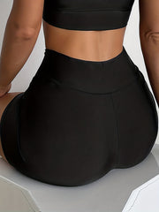 Sunflower Print Biker Shorts High Waist Leggings