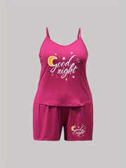 Casual Pajama Set Women's Plus Art Letter & Star Print
