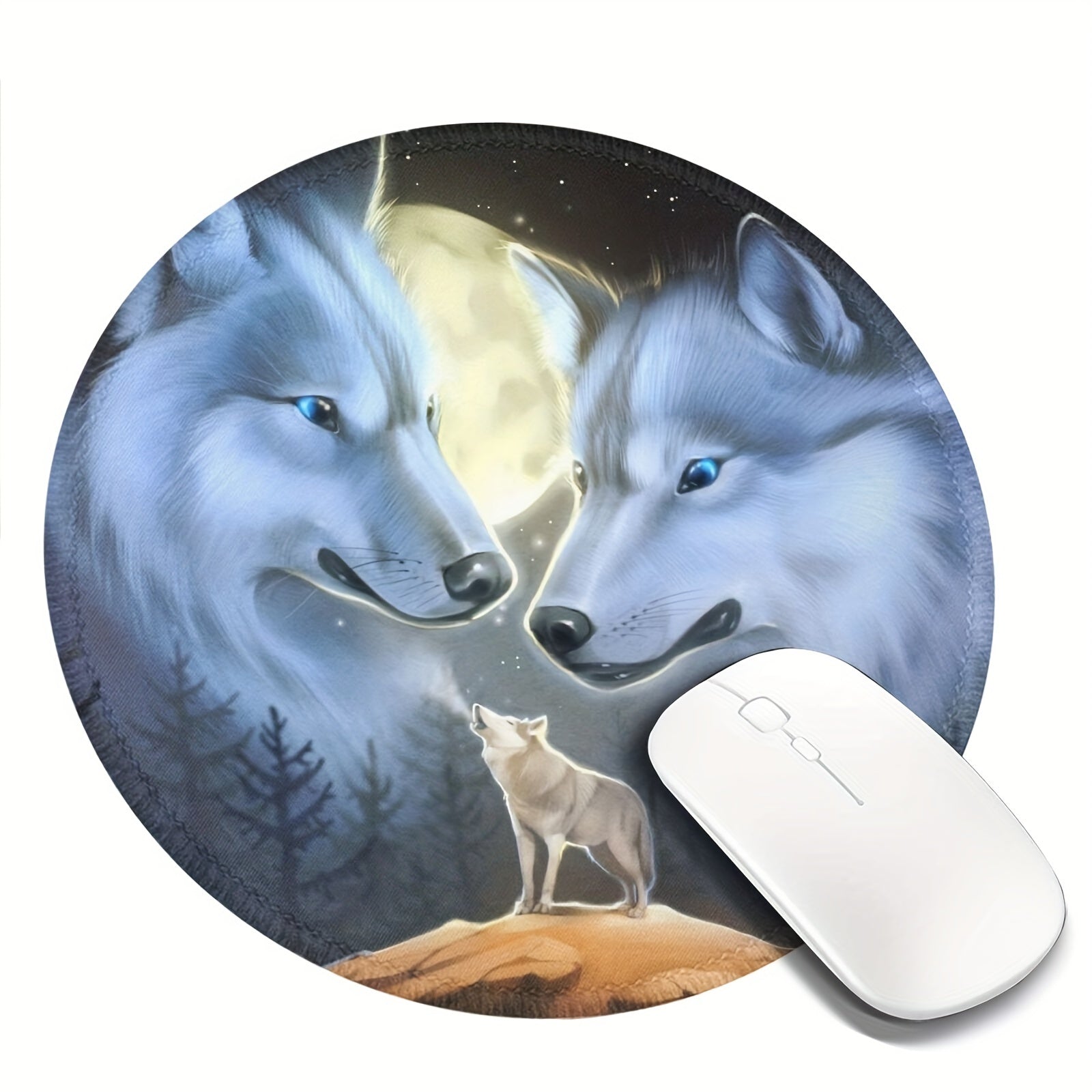 Wolf Growl Pattern Mouse Pad 20x20cm - E-Sport Work From Home Non-Slip Rubber