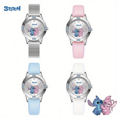 Stitch Cartoon Quartz Watch for Women Digital Display Steel Band