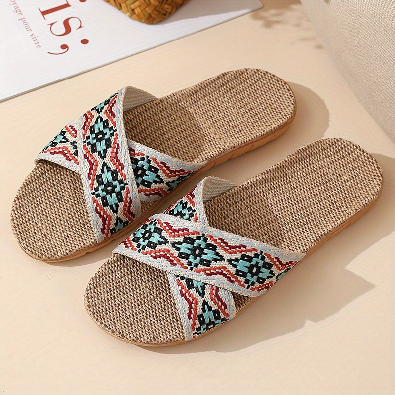 Minimalist Linen Lightweight Non Slip Open Toe Slides
