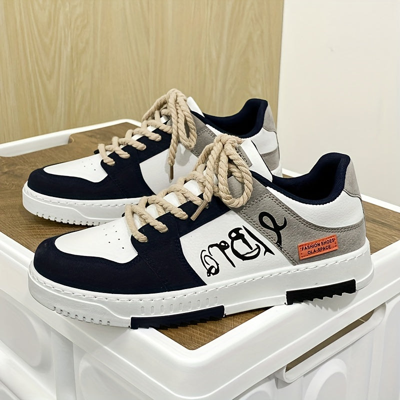 Men's Block Lace-up Skate Shoes Outdoor Casual Sneakers