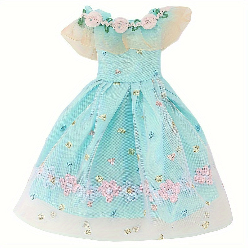 Green Floral Lace Mini Dress for 29 Dolls - Perfect Party Outfit