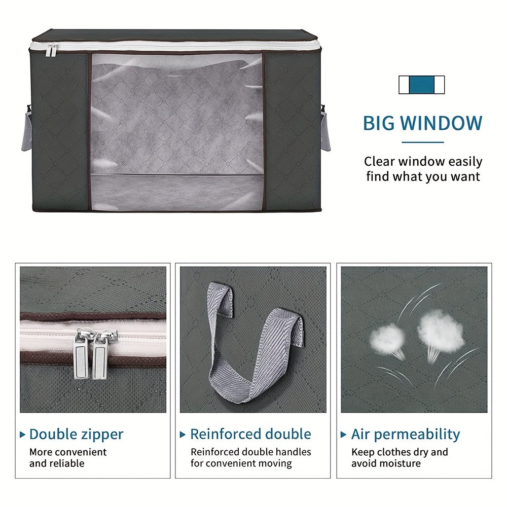 Durable 90L Large Storage Bags with Handles Foldable Closet Organizer