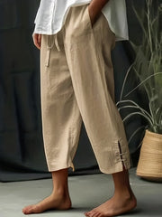 Solid Drawstring Straight Leg Pants for Spring & Summer