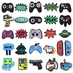 26pcs Gaming Pattern Shoe Charms For Clogs Jibts Bubble Slides Sandals