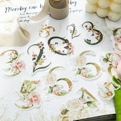 40pcs Floral Number Sticker Pack Creative Floral Decorative Sticker